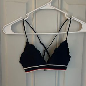 H&M navy, red, and white bikini top/ crisscross in the back